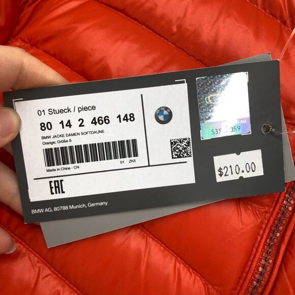 BMW Red puffer bomber jacket women’s small NWT S - Picture 5 of 16